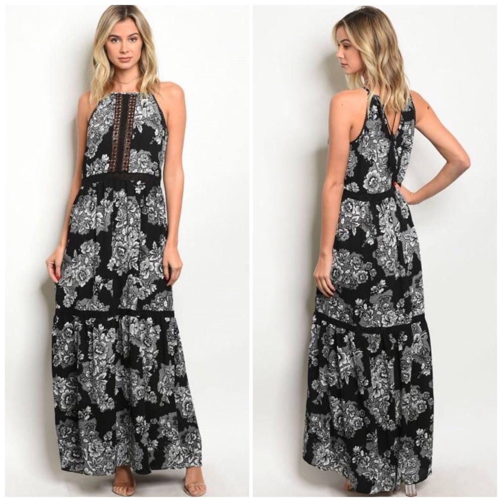 Black and White Patterned Maxi Dress